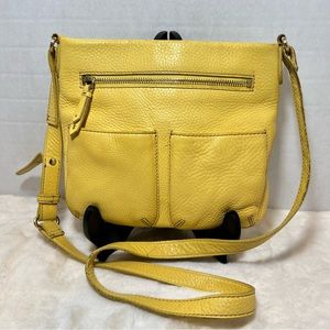 COLE HAAN Women’s Yellow Leather Crossbody Bag with Adjustable Strap
